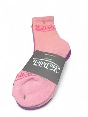 Von Dutch Quarter Length Pink Purple Socks 3 Pairs